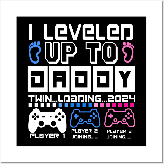 I Leveled Up To Daddy. Twin Loading 2024. Soon To Be Dad Wall Art by ShopiLike